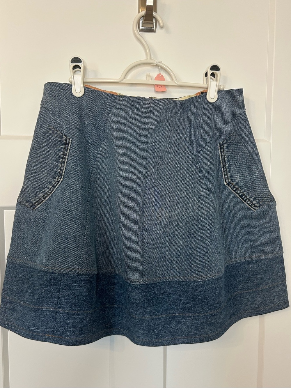 Preloved Kirby Denim Reclaimed A-Line Skirt Sz M Waist 30 Pockets